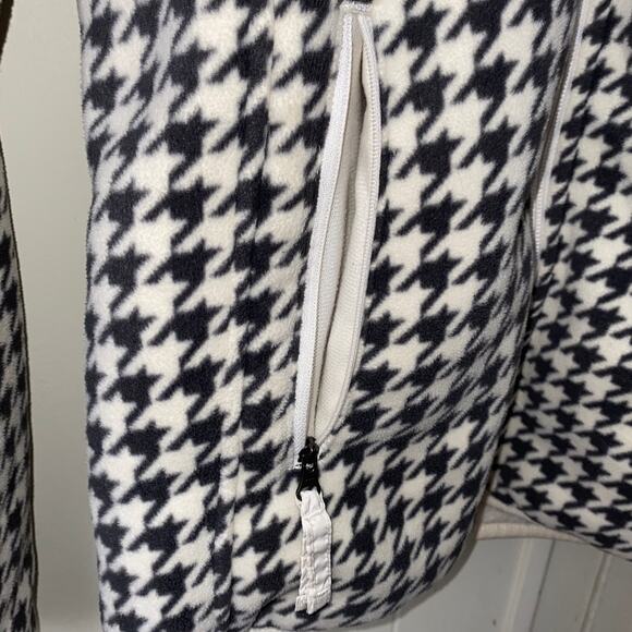 Columbia Houndstooth Ivory Black Hooded Zip up Jacket Size Medium side pockets - Picture 5 of 12